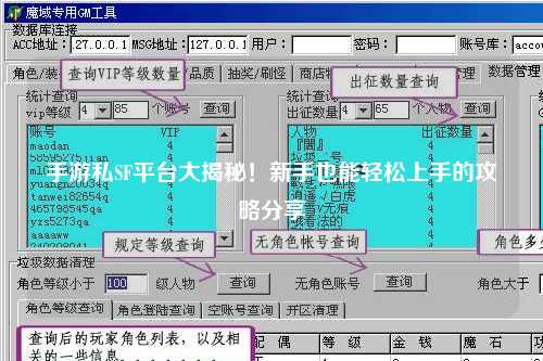 手游私SF平台大揭秘！新手也能轻松上手的攻略分享✨
